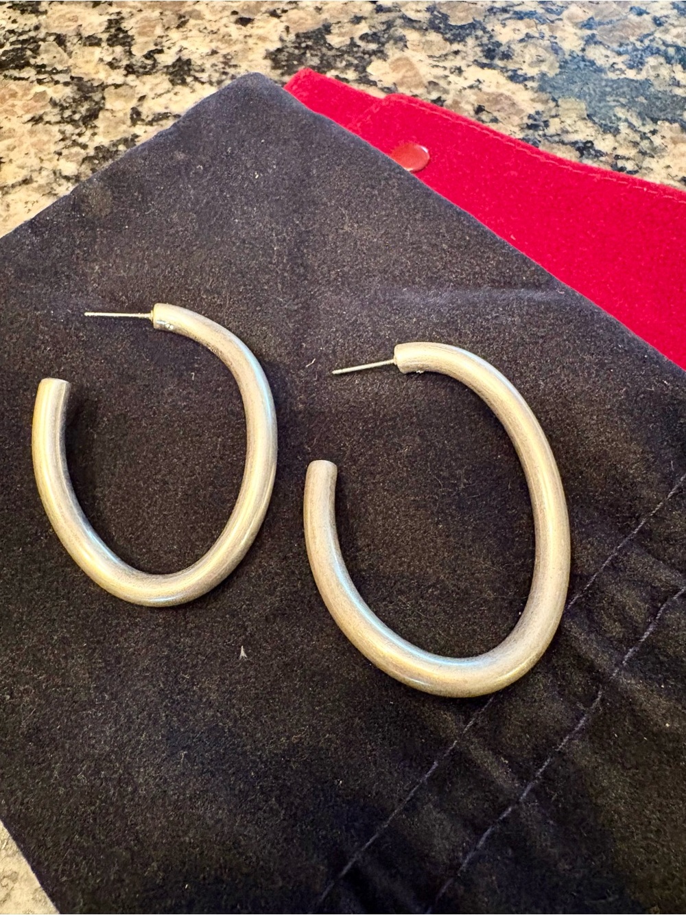 CAbi Matte Silver Open Hoop Earrings